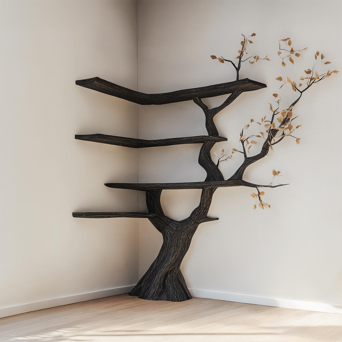 Custom Wood Bookshelf Rustic Bookcase Wall Book Shelf Unique Furniture For Living Room Decor