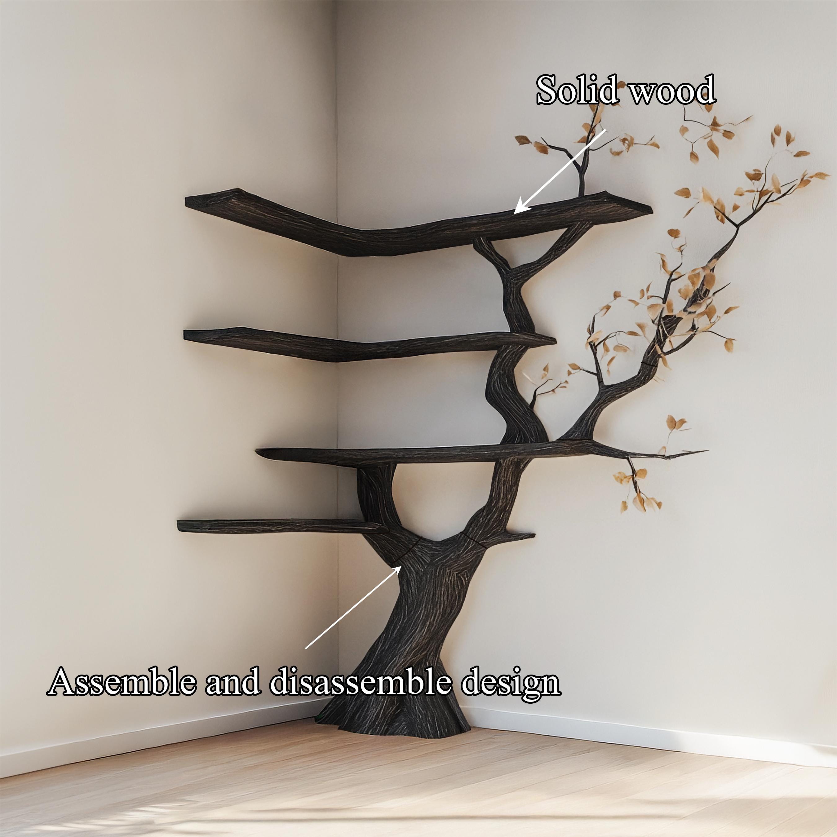 Custom Wood Bookshelf Rustic Bookcase Wall Book Shelf Unique Furniture For Living Room Decor