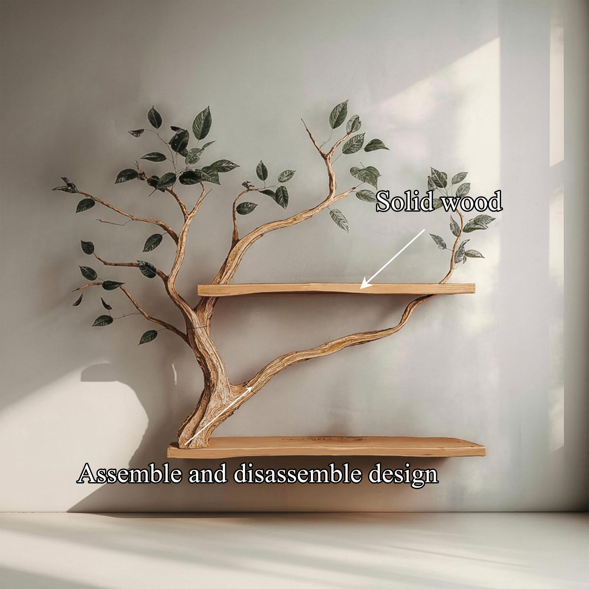 Natural Wood Bookcase Tree Bookshelf Custom Bookshelf Handmade Furniture for Living Room Decor