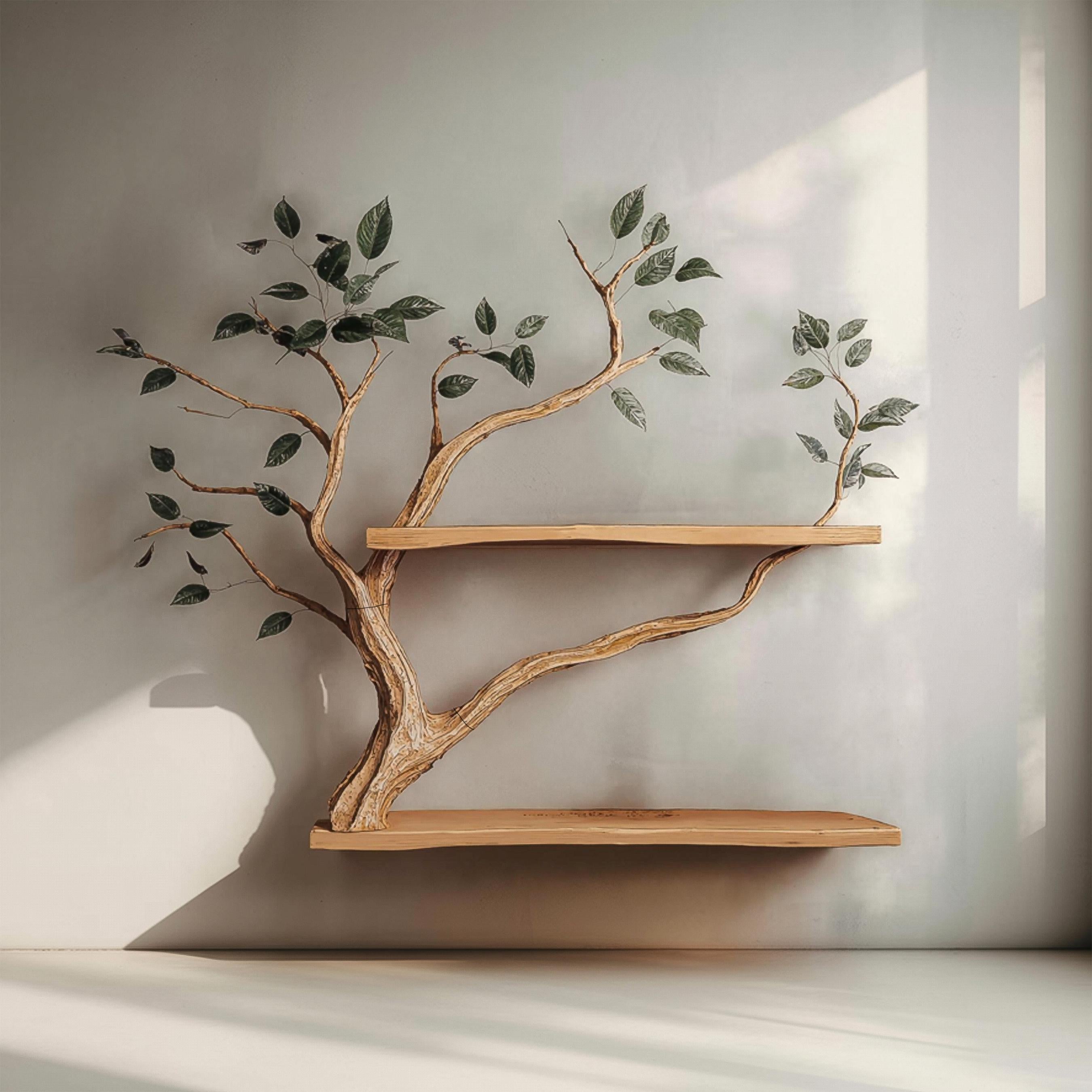 Natural Wood Bookcase Tree Bookshelf Custom Bookshelf Handmade Furniture for Living Room Decor