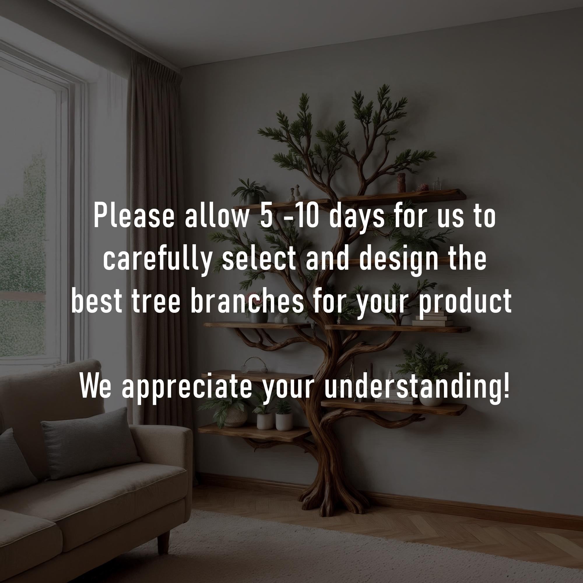 Driftwood bookshelf tree branch shelf art wall mount solid wood bookcase handmade furniture decor