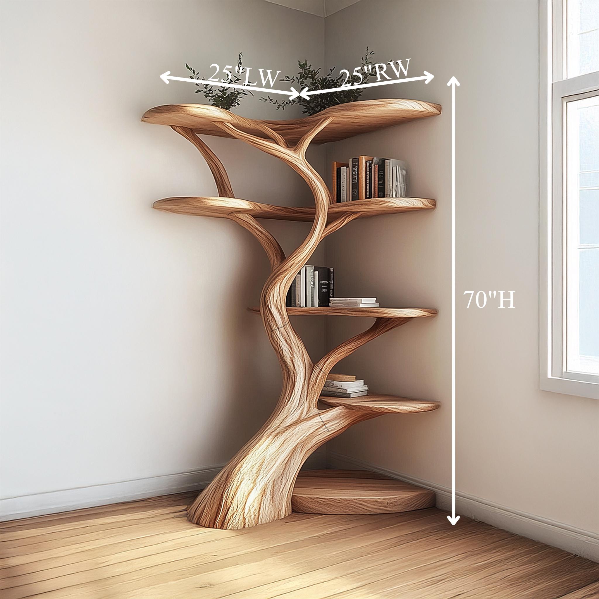 Wall Mount Tree Wall Display Shelf Tree Bookshelf Handmade Furniture Corner Shelves Art For Living Room Decor