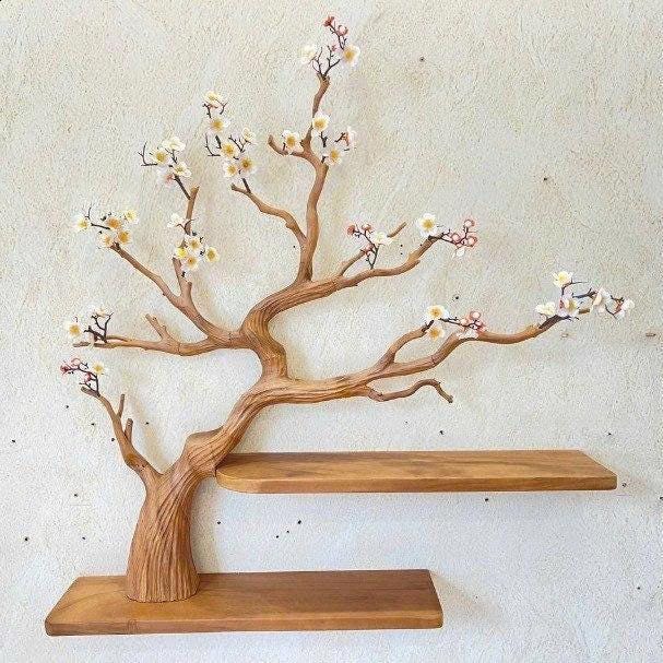 Driftwood Tree Bookshelf: Custom Floating Wood Shelf, Live Edge Decor