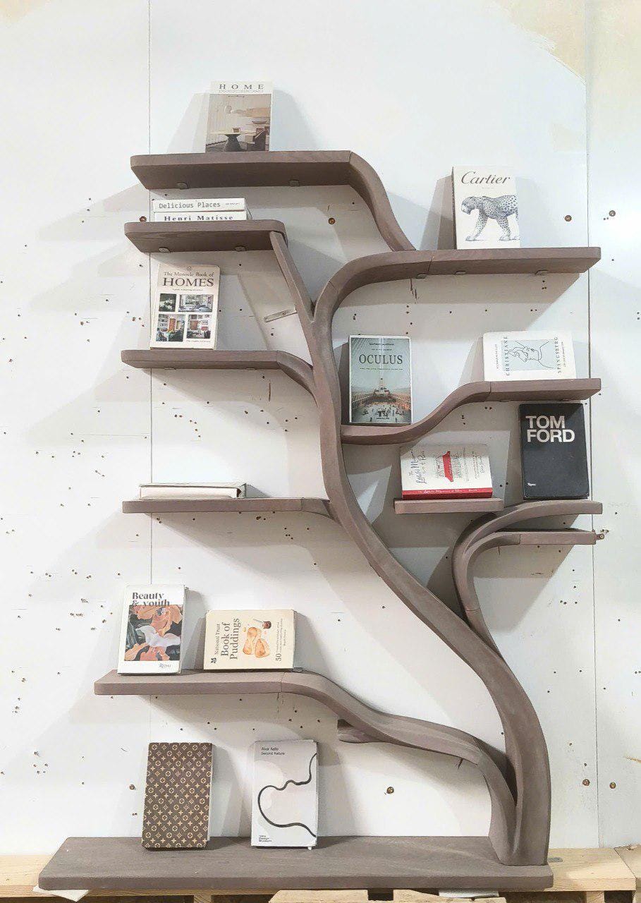 Rustic tree bookshelf solid wood handmade living room decoration tree branch floating corner shelf driftwood natural wooden