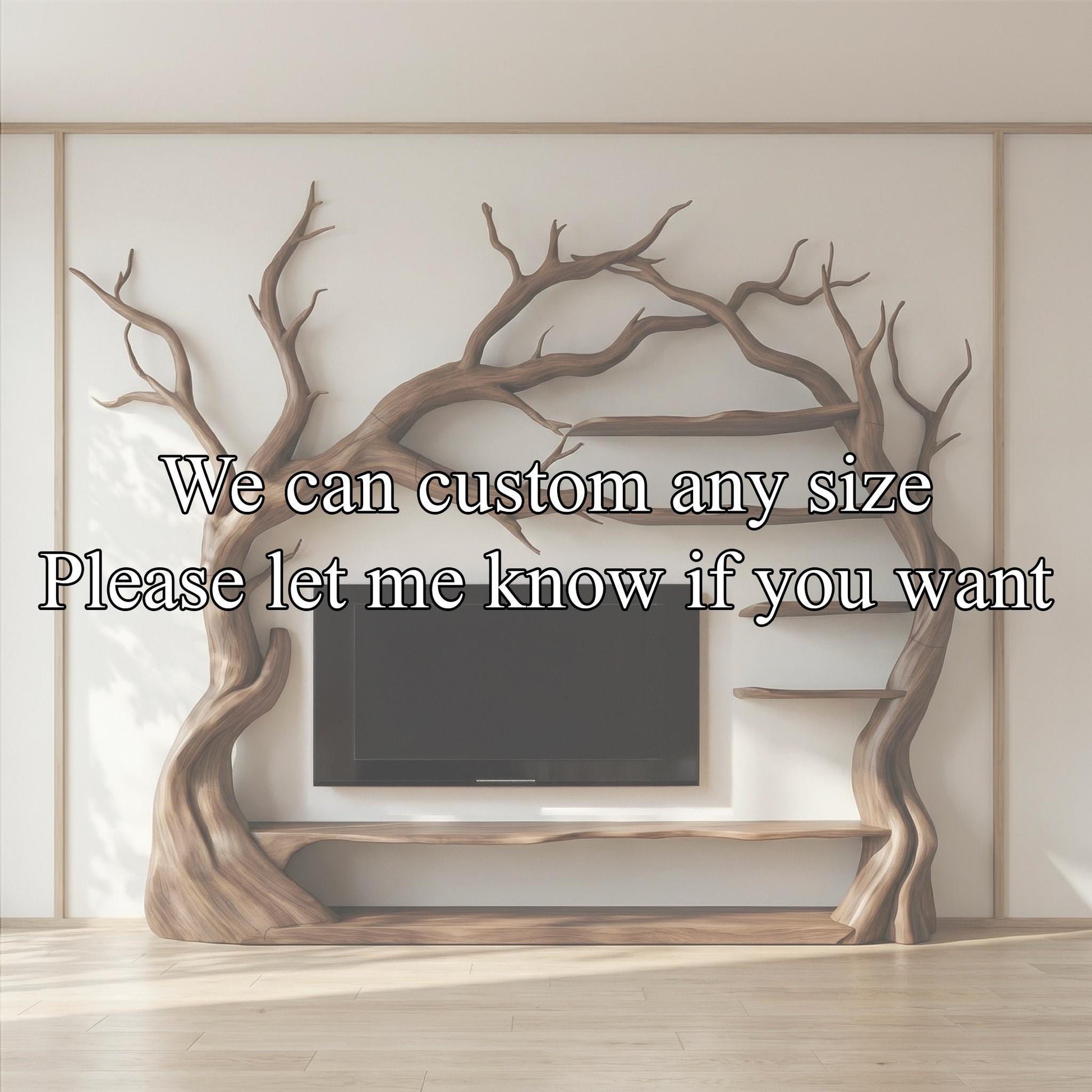 Modern Tv Cabinet Tree Bookshelf Wooden Tv Unit Wood Furniture Organic Modern Decor
