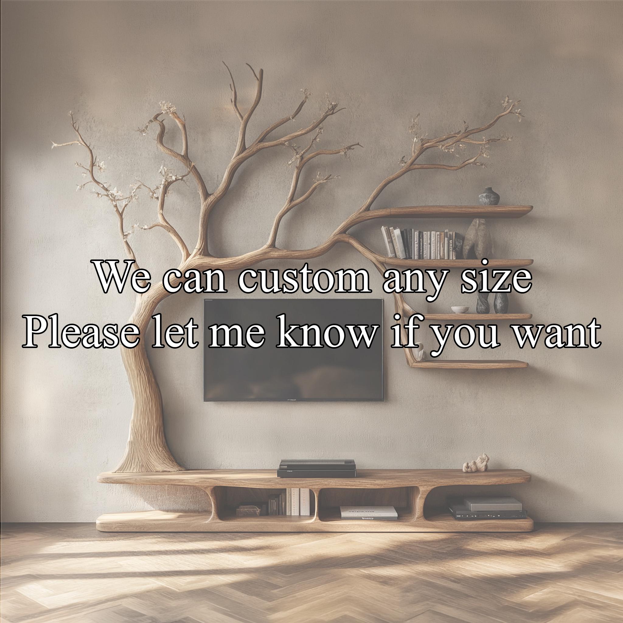 Tree Bookcase Wood Tv Unit Media Console Handmade Furniture Living Room Decor