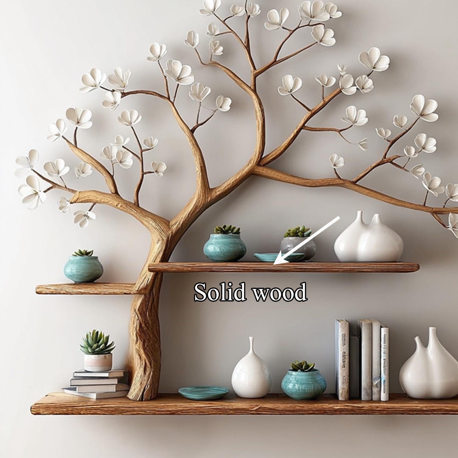 Driftwood Tree Bookshelf: Custom Floating Wood Shelf, Live Edge Decor