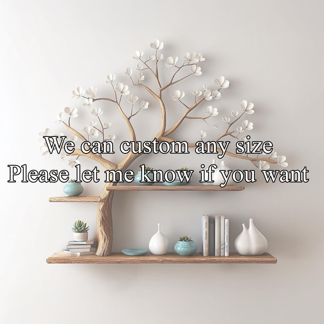 Driftwood Tree Bookshelf: Custom Floating Wood Shelf, Live Edge Decor