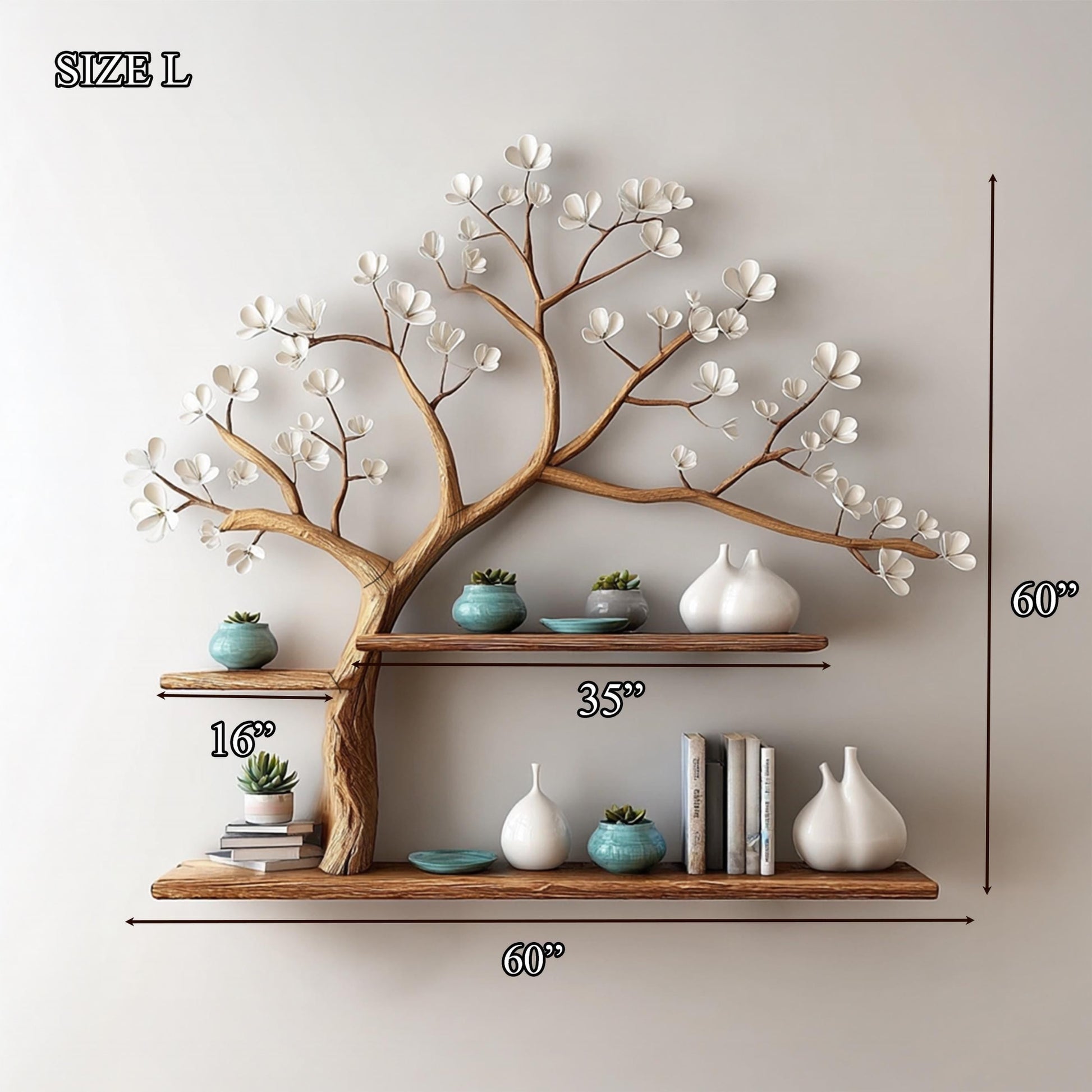 Driftwood Tree Bookshelf: Custom Floating Wood Shelf, Live Edge Decor