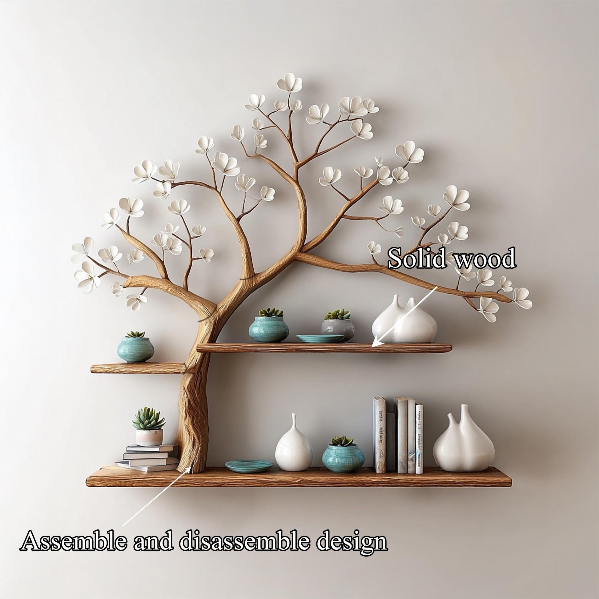 Driftwood Tree Bookshelf: Custom Floating Wood Shelf, Live Edge Decor