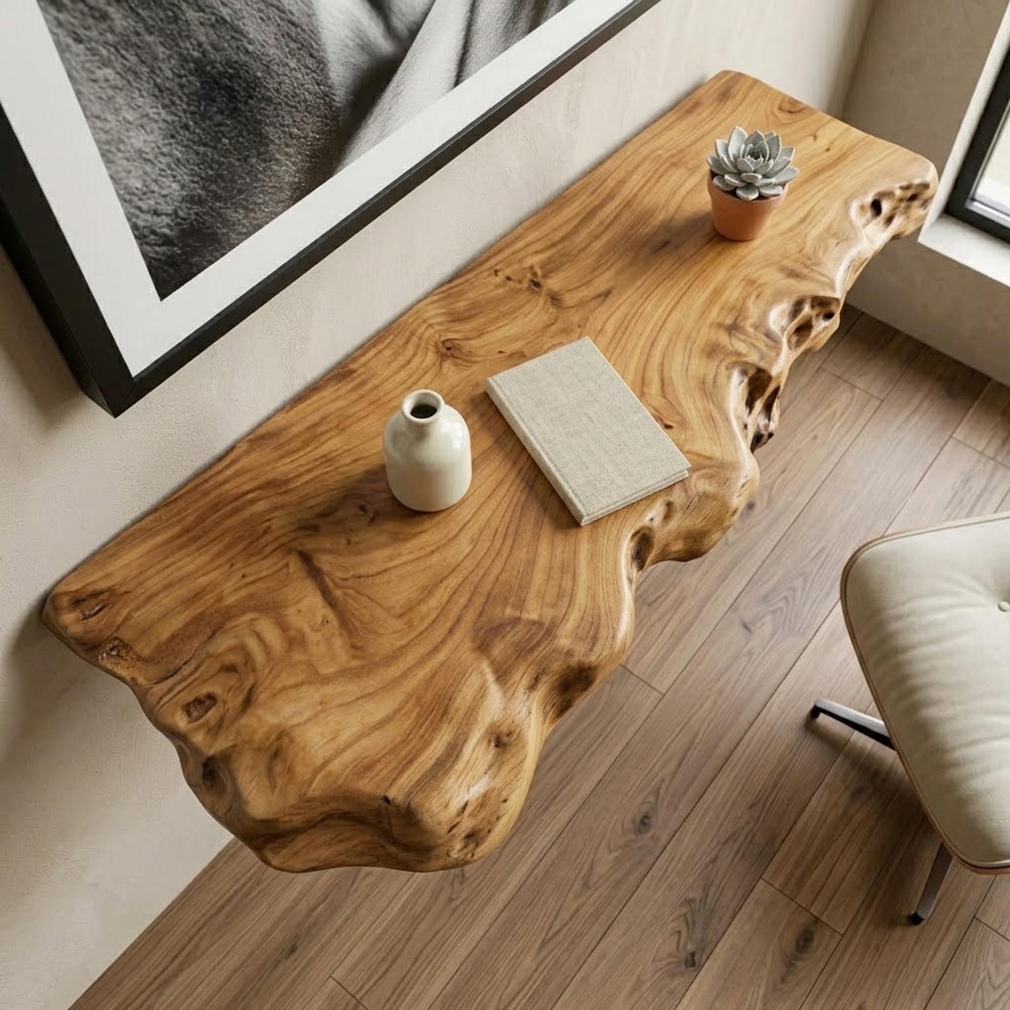 Live edge floating shelf solid wood display shelves art wall mounted bookshelf decor for living room