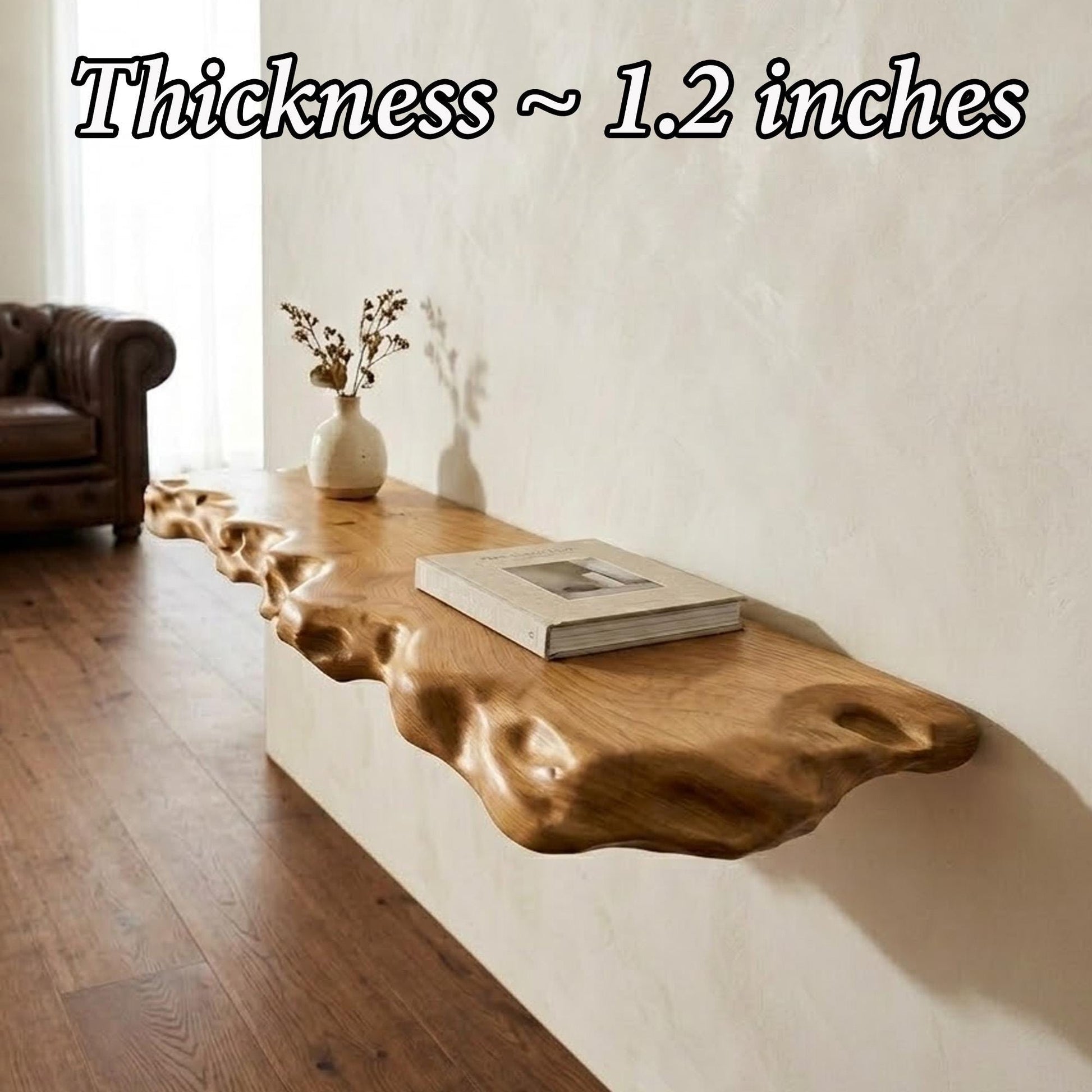 Live edge floating shelf solid wood display shelves art wall mounted bookshelf decor for living room