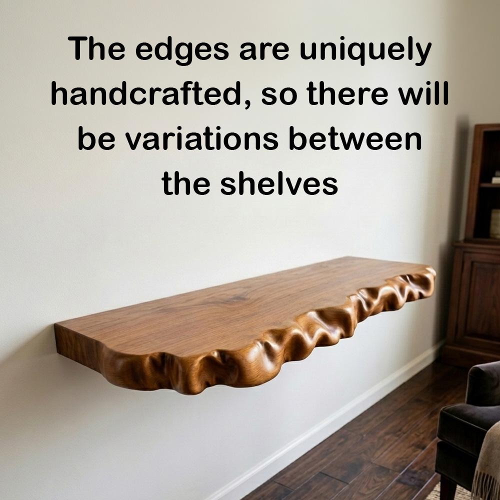Rustic floating wood shelf handcrafted live edge wall mount bookshelf entryway display shelves