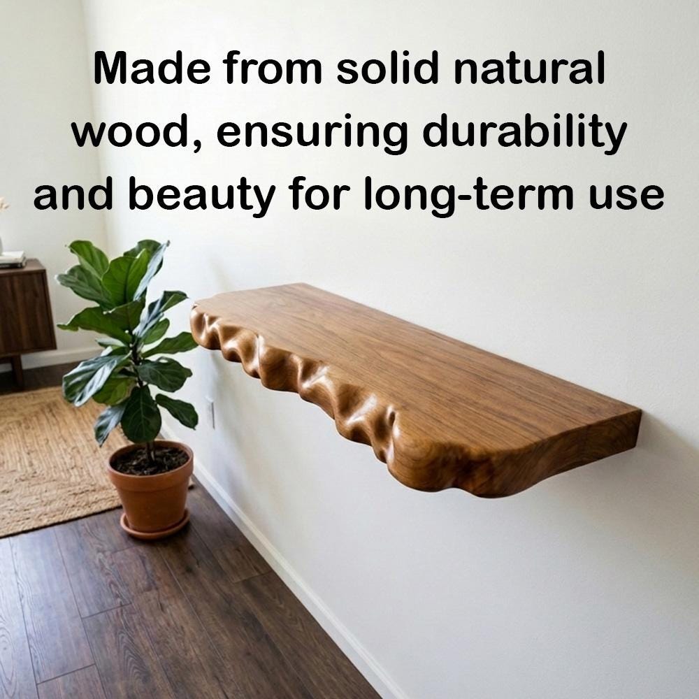 Rustic floating wood shelf handcrafted live edge wall mount bookshelf entryway display shelves