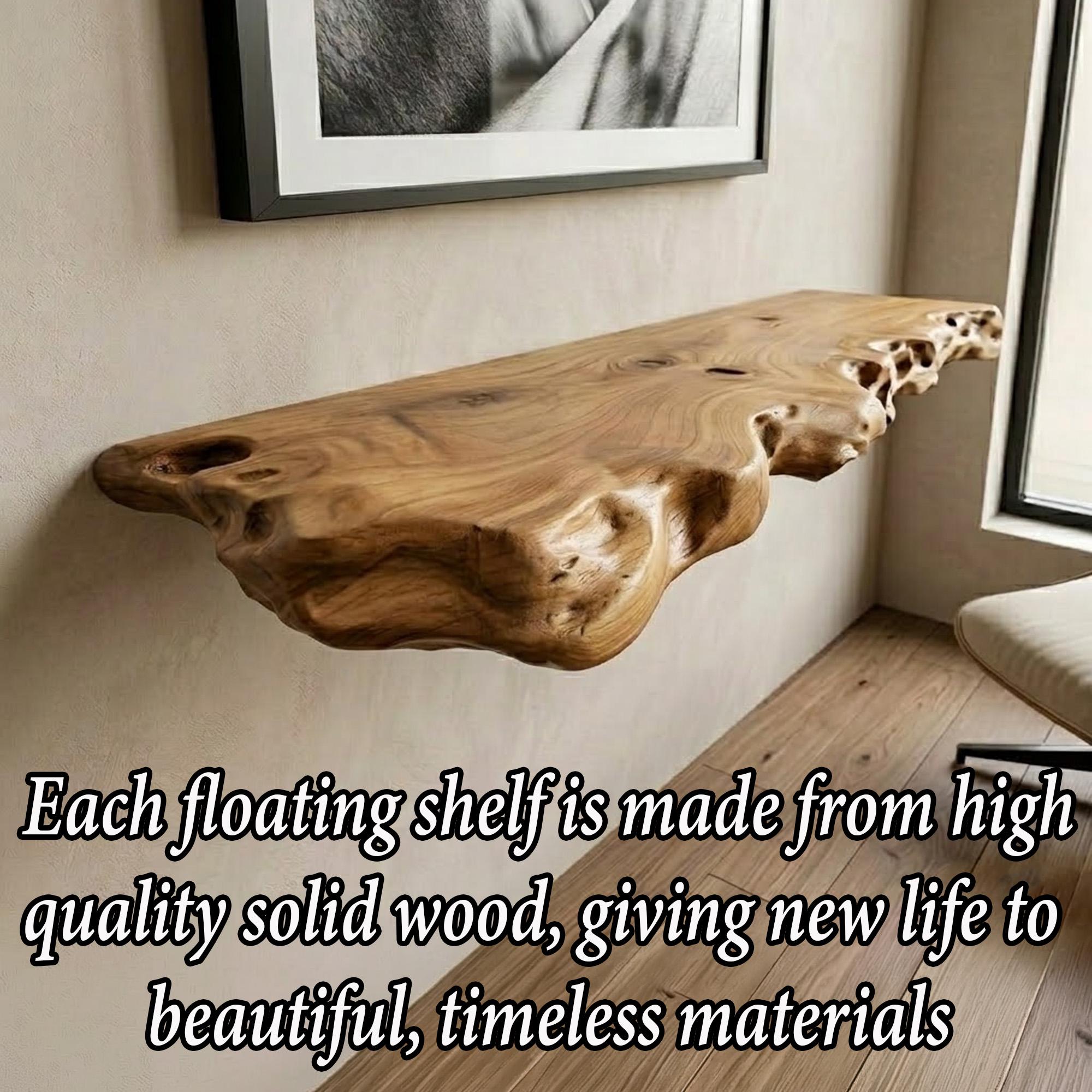 Live edge floating shelf solid wood display shelves art wall mounted bookshelf decor for living room