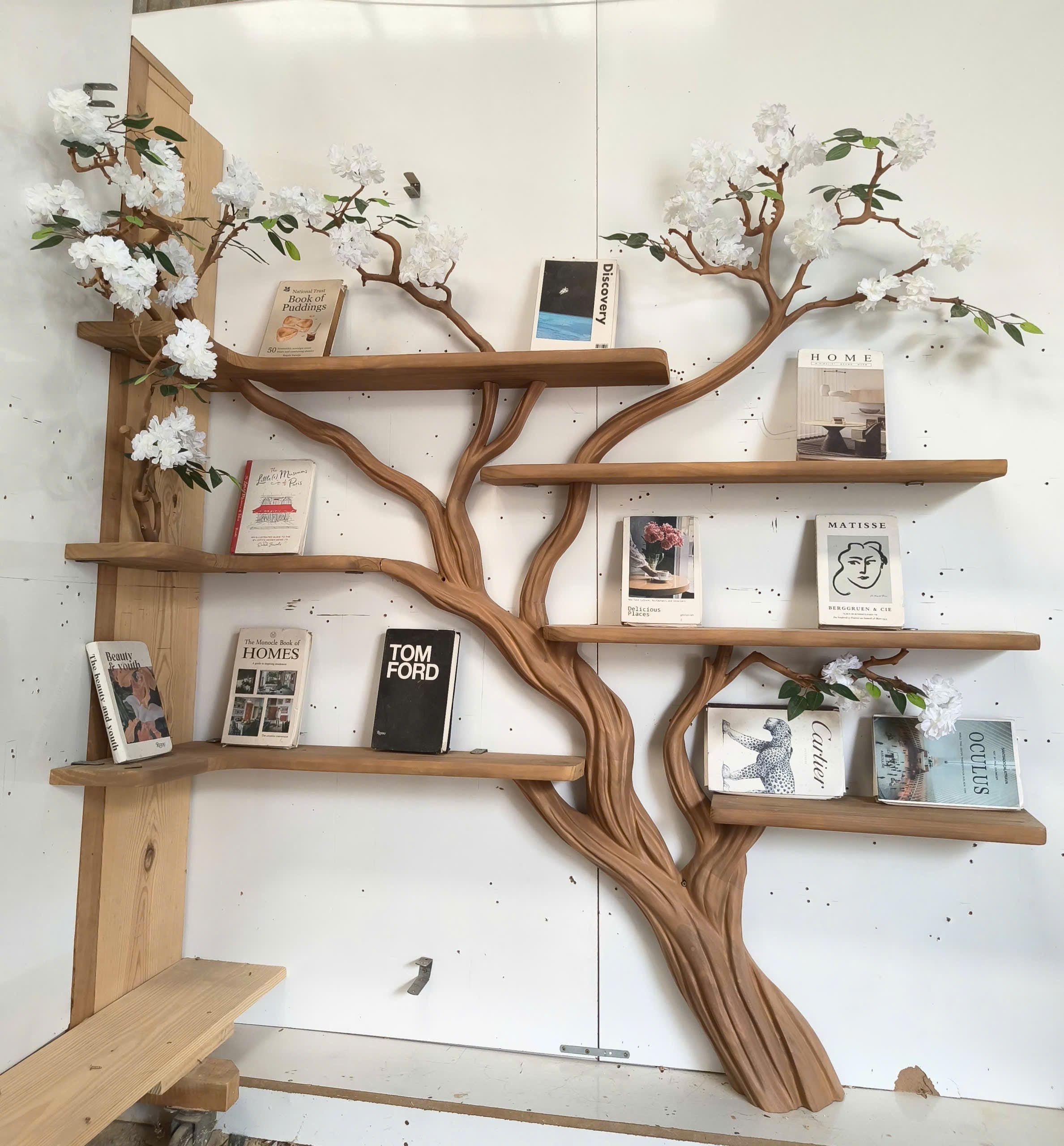 Corner Bookshelf Tree Corner Shelf Tall Corner Bookcase Handmade Furniture Living Room Decor